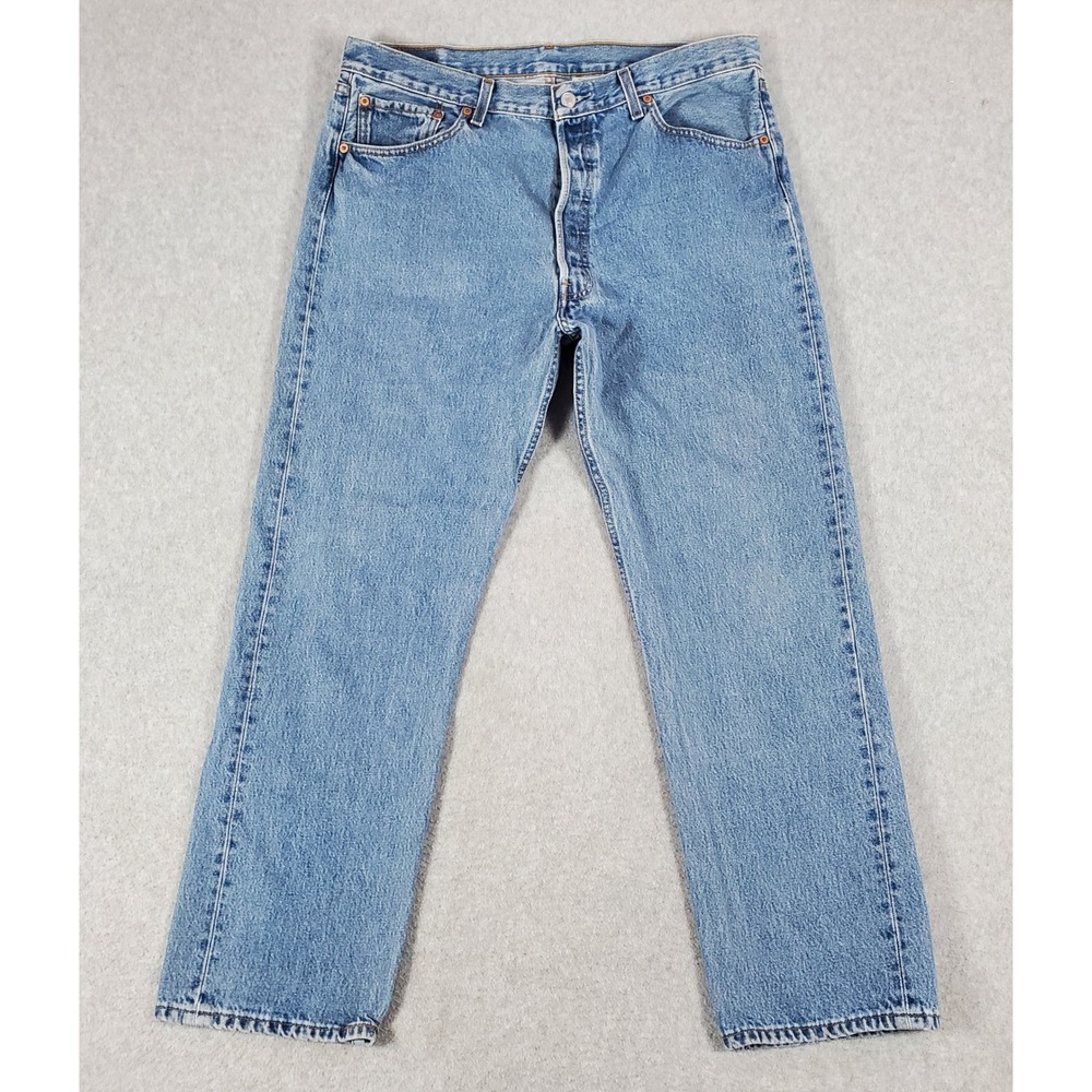 Vintage Levis 501 Jeans 90s FITS 36x30 (tag size 38X30) Blue Denim Button Fly